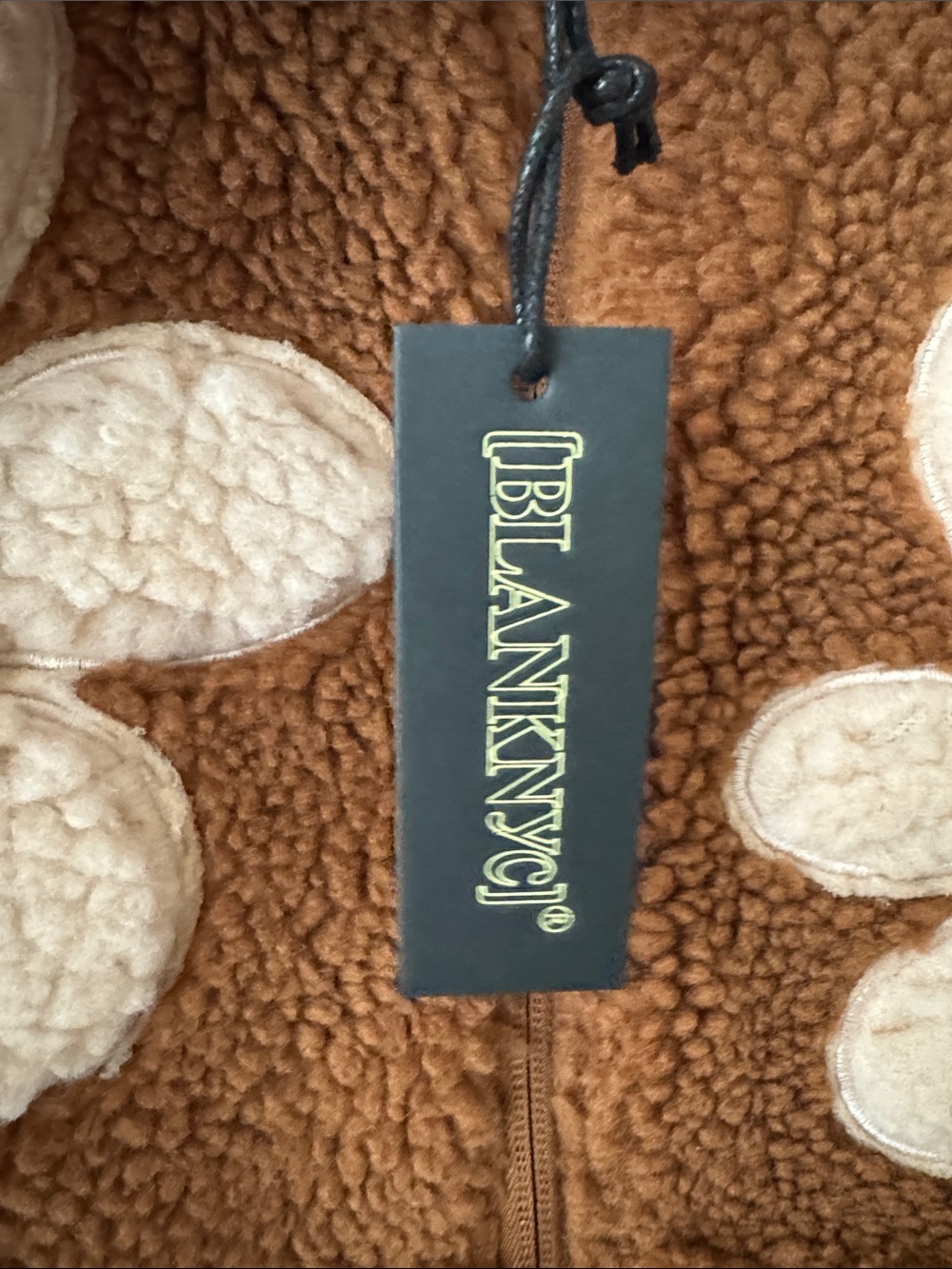 Blank NYC Kids Brown Sherpa Jacket with Cream Floral Appliqués - Picture 3 of 8